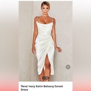 COPY - House of CB ‘Reva' Ivory Satin Balcony Corset Dress